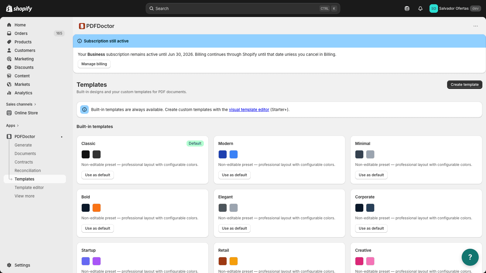 PDFDoctor 15 built-in professional PDF templates with brand colors